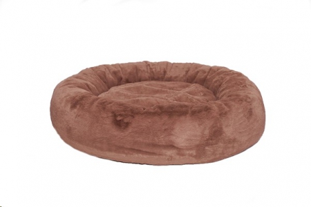 Faux Fur Donut Bed Med Brown 70cm