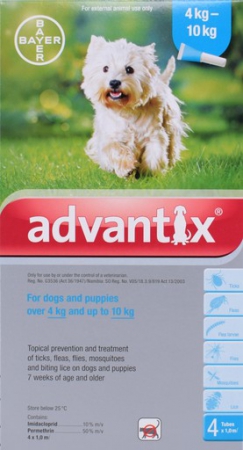 Advantix Medium Dog 1.0ml 4's (4-10kg) Turquoise *