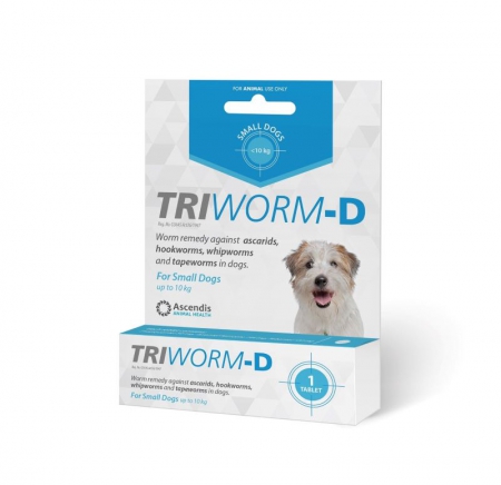 Triworm-D Sml Dogs 1 Tab(0-10kg)Blue