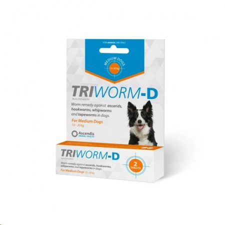Triworm-D Med Dogs 2 Tab(10-20kg)Orange