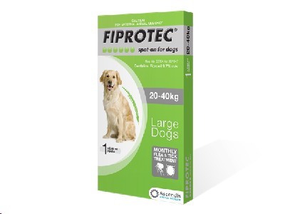 Fiprotec Dog(20-40kg)Lrg 1'Sgl Green Pip