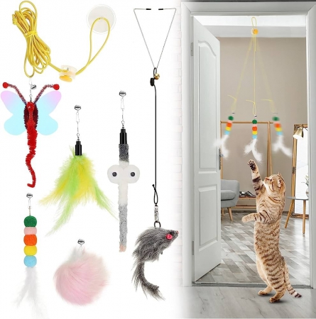 Cat Toy Rope Toys w/feathers 3pce