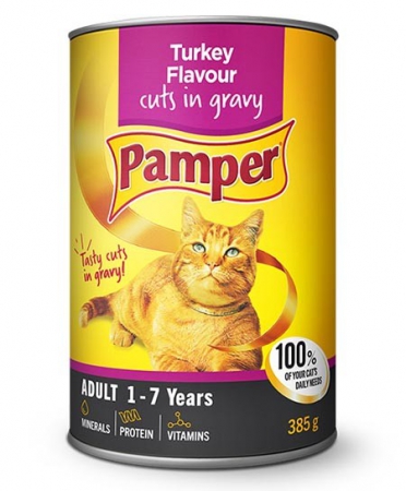 Pamper Tasty Cuts Turkey 385g Can
