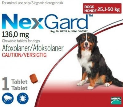 NexGard (25-50kg) XL (Red) 1 Sgl*