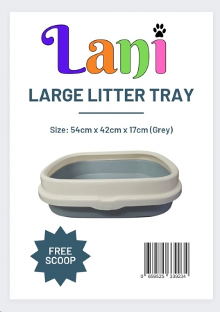 LANI Litter Tray Large Grey 54cmx42cmx17cm SBO