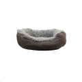 Bed Grey Lion Faux Suede Oval Lge 80cm Rwood